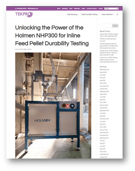 Unlocking the Power of the Holmen NHP300 for Inline Feed Pellet Durability Testing