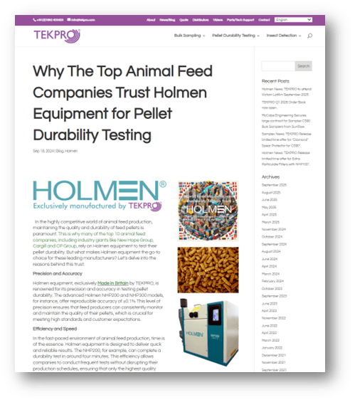 Why The Top Animal Feed Companies Trust Holmen Equipment for Pellet Durability Testing